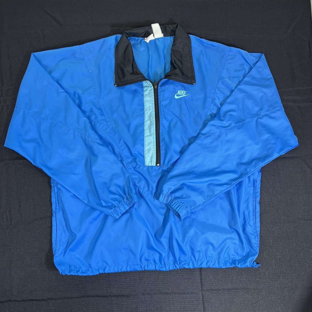 Nike Men's Colorblock Windbreaker Jacket XL Blue Black Half-Zip Lightweight